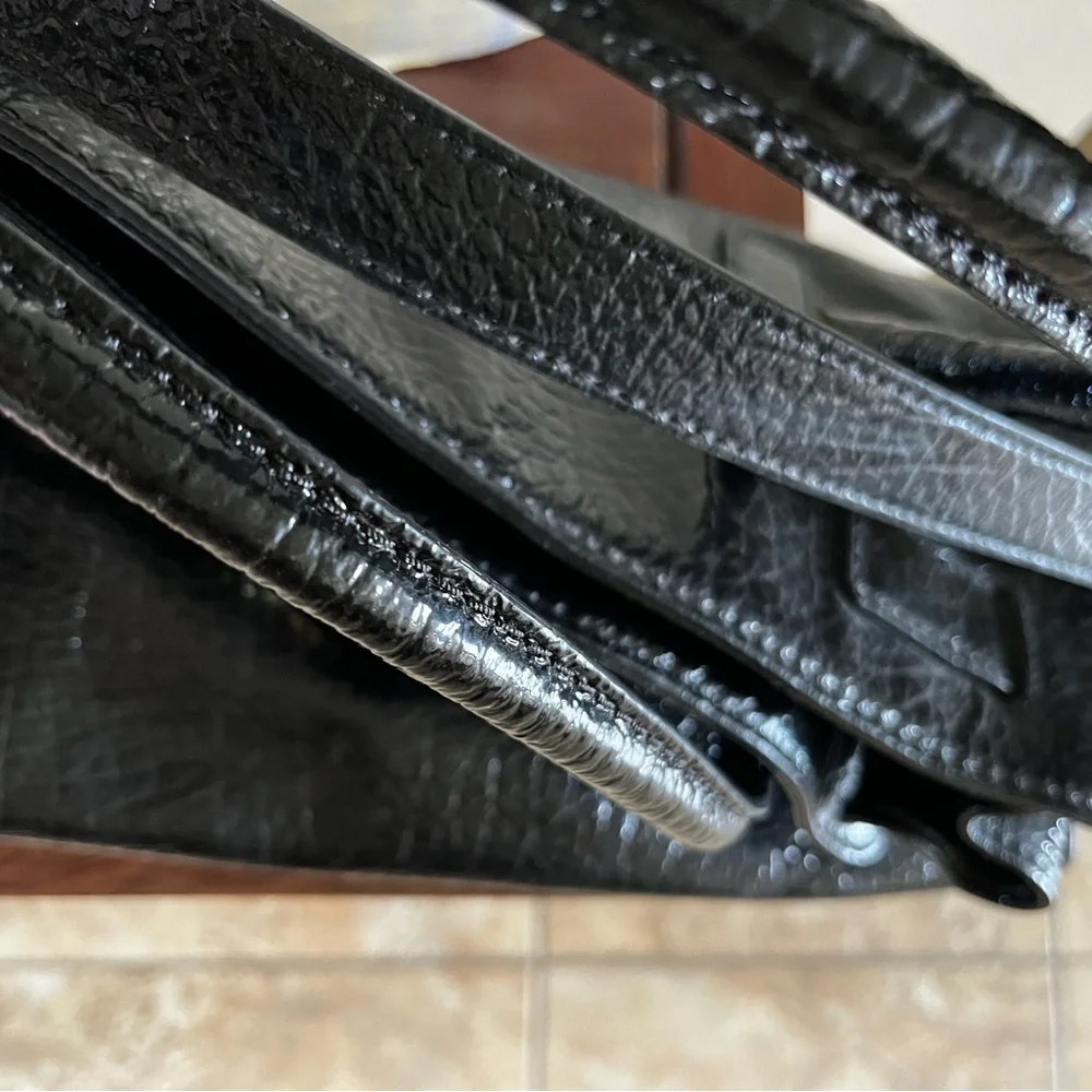 NWOT MICHAEL KORS HAMILTON BLACK LEATHER SHOULDER SATCHEL - Picture 12 of 13